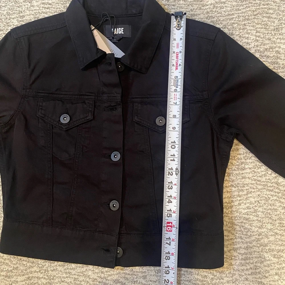 PAIGE Black Denim-Style Jacket NWT Small Luxury Cotton - Picture 5 of 7